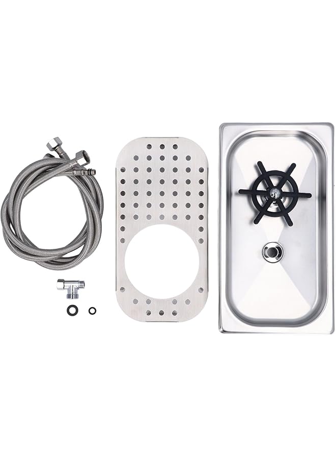 Generic Pitcher Rinser, Stainless Steel Automatic Cup Washer Glass Rinser, High Pressure Cup Washing Equipment with Drain Drip Tray for Home Coffee Shop Bar, 12.8 X 6.9 Inches - Image 1