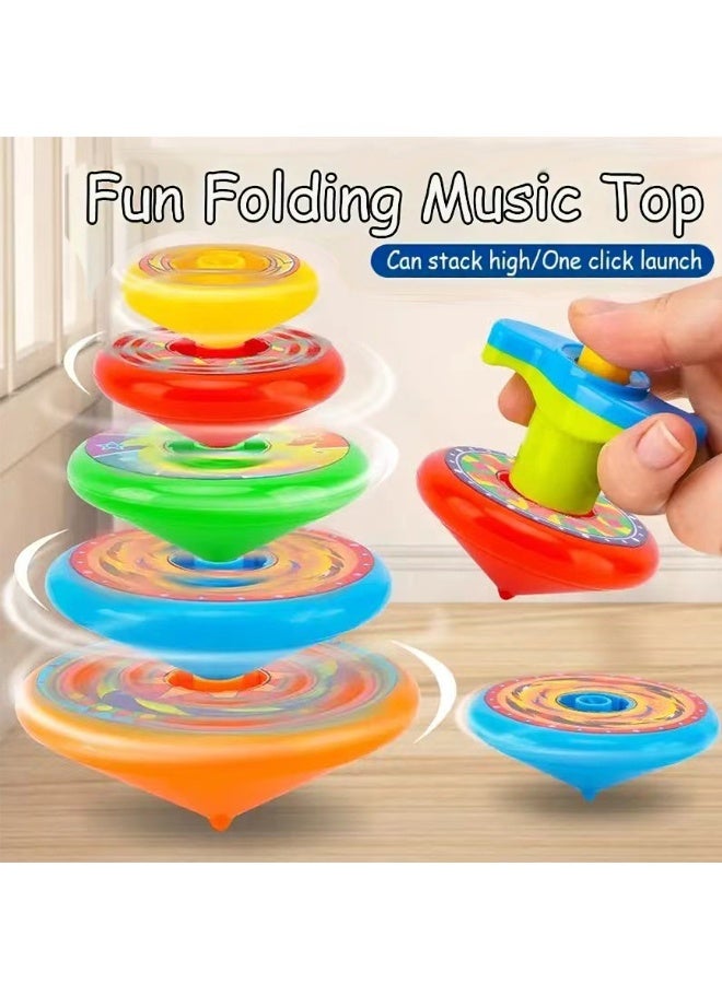 Nukied 5pcs Colorful Multi Layer Spinning Tops ，Fidget SpinnersWith launcher Stackable Toys - Image 1