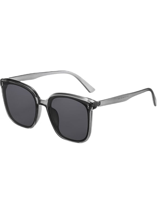 Bai Xiaoshe Bai Xiaoshu Sunglasses [Gray Frame With Vertical Studs], Sunglasses For Men And Women, Sun Protection, Travel, Outdoor, Driving, Anti-Glare Glasses - Image 1