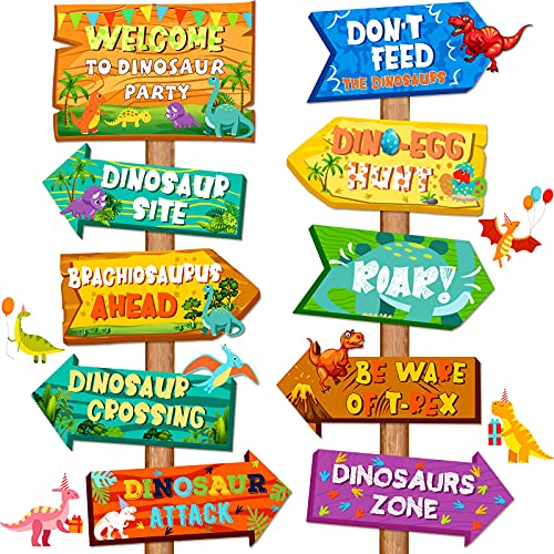 Jetec 20 Pieces Dinosaur Party Decoration Signs Be Ware of Dinosaur Cutouts Directional Dino Welcome Door Yard Sign for Baby Shower Birthday Party Favor Dinosaur Theme Supplies Lawn Outdoor Decoration - Image 1