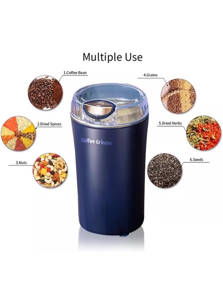 MUNTAQI مطحنة قهوة كهربائية للتوابل والأعشاب والفاصوليا – مطحنة وم mixer قوية للمطبخ، شفرة من الفولاذ المقاوم للصدأ، خلاط توابل كهربائي بلمسة واحدة للقهوة والبذور والمكسرات والمزيد - Image 5