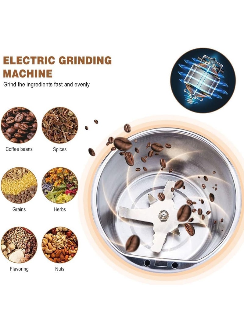 MUNTAQI مطحنة قهوة كهربائية للتوابل والأعشاب والفاصوليا – مطحنة وم mixer قوية للمطبخ، شفرة من الفولاذ المقاوم للصدأ، خلاط توابل كهربائي بلمسة واحدة للقهوة والبذور والمكسرات والمزيد - Image 4