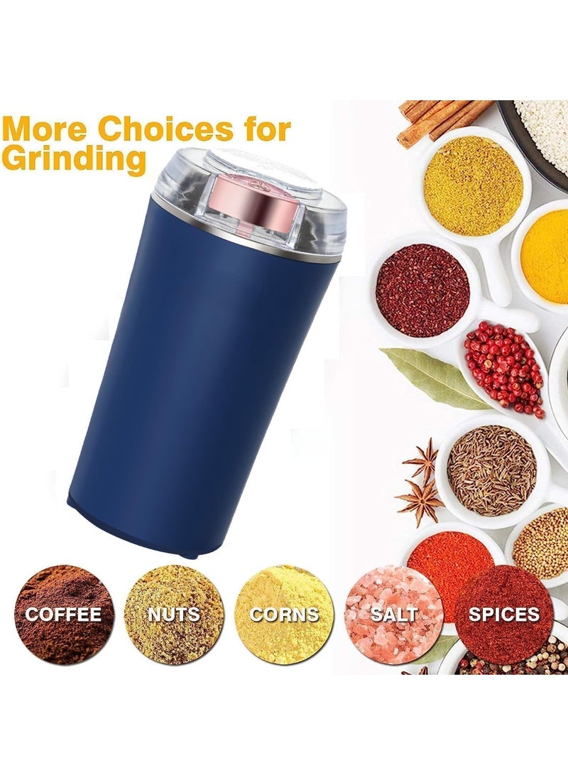 MUNTAQI مطحنة قهوة كهربائية للتوابل والأعشاب والفاصوليا – مطحنة وم mixer قوية للمطبخ، شفرة من الفولاذ المقاوم للصدأ، خلاط توابل كهربائي بلمسة واحدة للقهوة والبذور والمكسرات والمزيد - Image 2