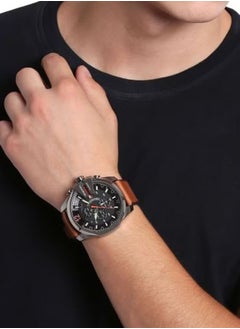 DIESEL Men's Mega Chief Round Shape Leather Band Chronograph Wrist Watch 51 mm - Brown - DZ4343  - Image 5