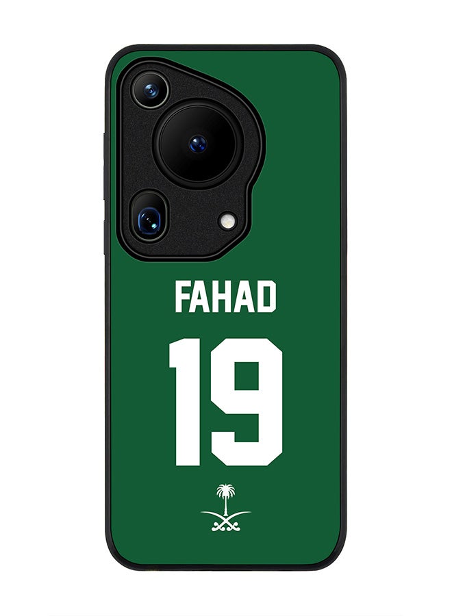 Stylizedd Rugged Black edge case for Huawei Pura 70 Ultra, Slim fit Case Flexible TPU Gel Thin Cover - Football Team - Saudi Arabia, Player Name - Fahad - Image 1