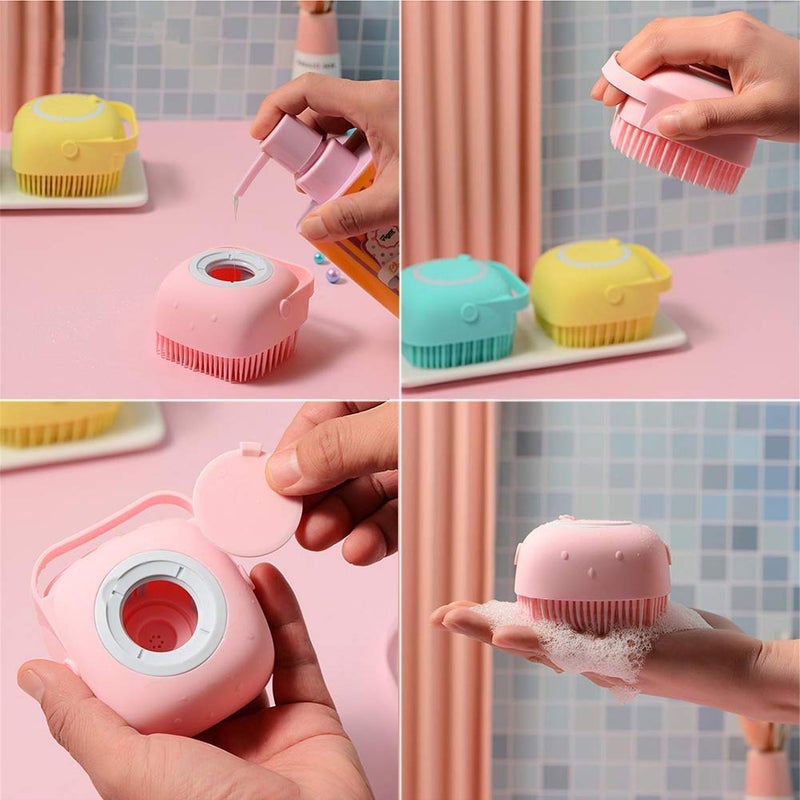 AKSHAR4U Body Bath Brush, Silicone Soft Cleaning Bath Body Brush with Shampoo Dispenser - Skin Massage Brush Bath Bathroom Accessories [MULTICOLOUR-1 PCS] - Image 3