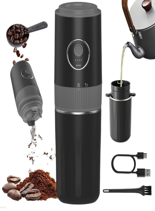 Cmilodi Portable Electric Coffee Grinder and Brewing Kit, Rechargeable, Conical Burr Mini Coffee Grinder with Filter, 32g Capacity & Coffee Cup for Camping, Travel, Office, Espresso, Pour Over, etc (Black) - Image 1