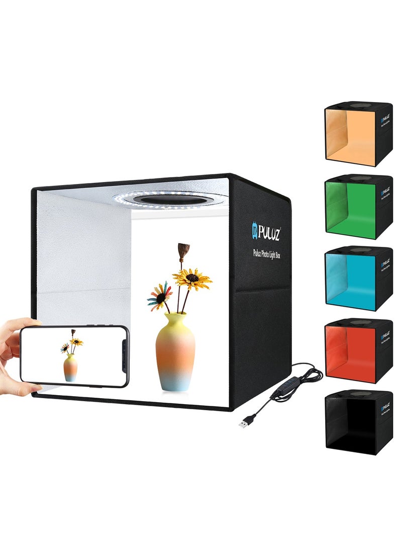 PULUZ - 11.8 Inch/30cm  Portable  Photo Lighting Studio Light Box Shooting Tent Box Kit 30cm  Ring Light with 6 Colors Backdrops (Black, White, Yellow, Red, Green, Blue) - Image 1