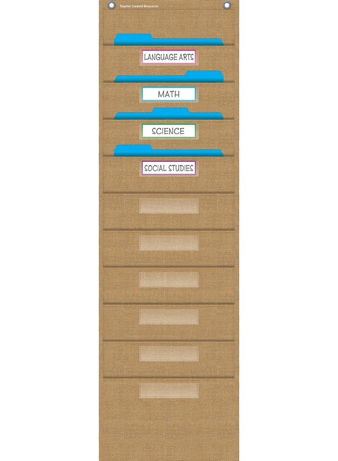 Teacher Created Resources Burlap 10 Pocket File Storage Pocket Chart (14" x 58") - 20840 - Image 2