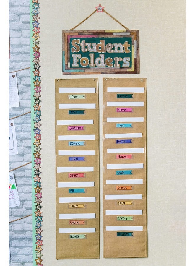 Teacher Created Resources Burlap 10 Pocket File Storage Pocket Chart (14" x 58") - 20840 - Image 5