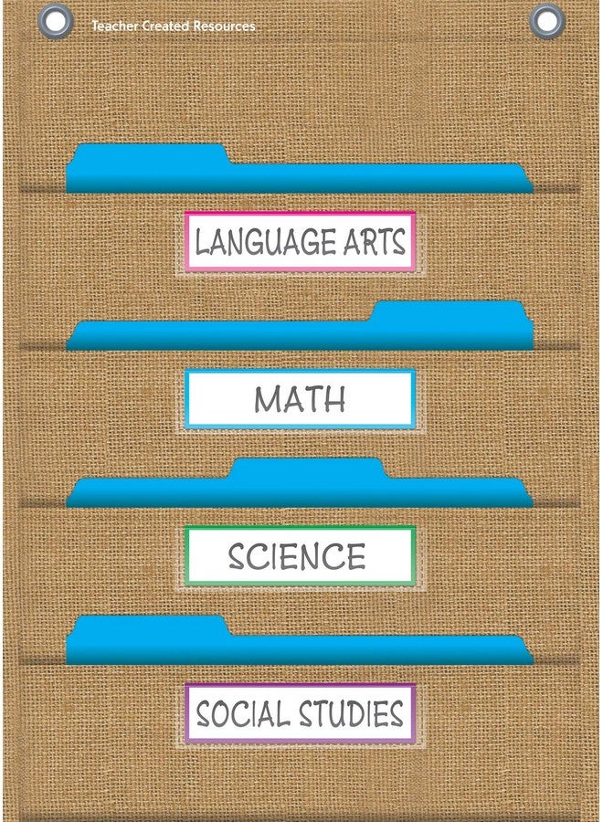 Teacher Created Resources Burlap 10 Pocket File Storage Pocket Chart (14" x 58") - 20840 - Image 3