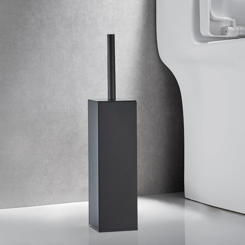 BRIMIX Toilet Brush with Holder Set Stainless Steel 304 Toilet Cleaning Brush for Bathroom Square Floor Standing Toilet Bowl Brush (Black) - Image 5
