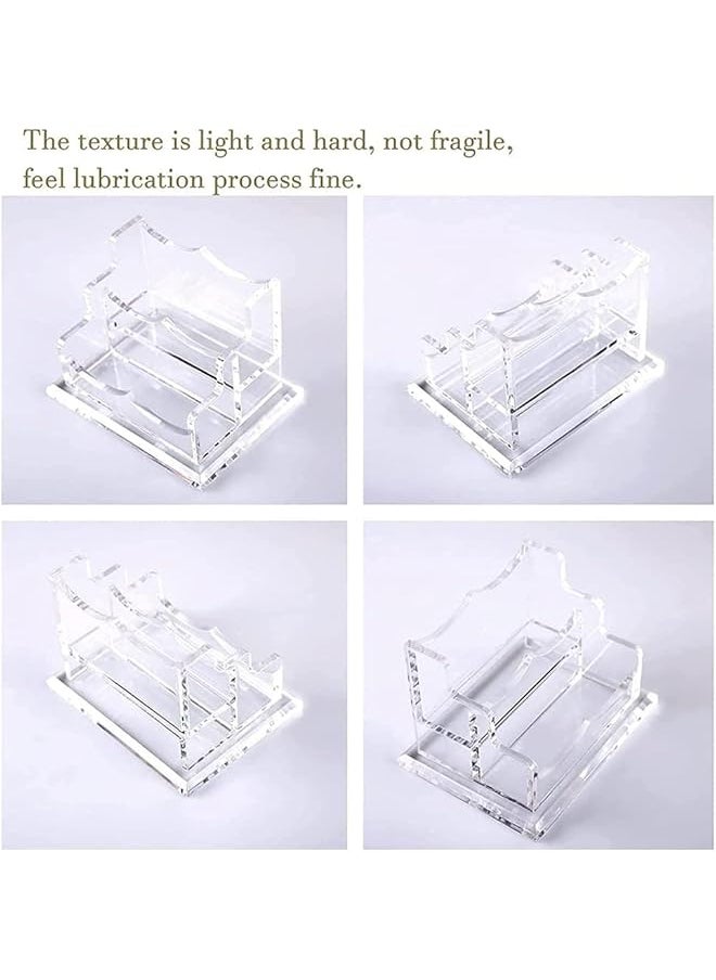 X spring Acrylic Business Card Holder 2 Tier 2 Slots Desk Business Card Holder Transparent Business Cards Holder Stand Plastic Business Card Holder For Desk Business Holds 100 Business Cards  - Image 4