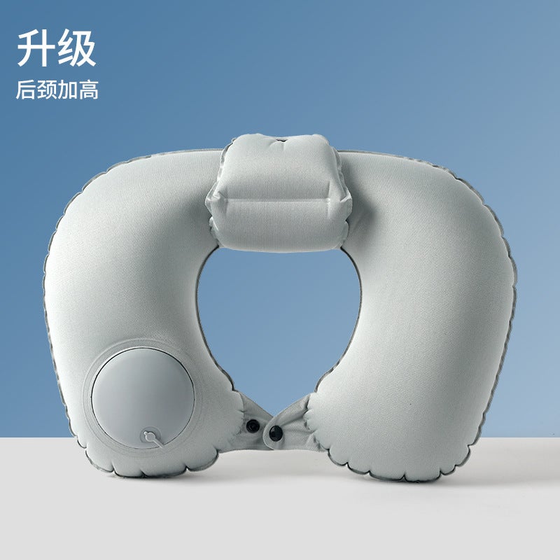Inflatable U-Shaped Travel Pillow for Neck Support Moon gray-back high 