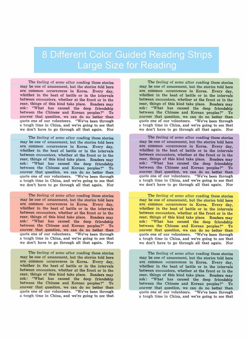 Y&D - Guided Reading Strips, 8 Pcs Dyslexia Overlay Ruler, Coloured Overlays Ruler Highlight Strips Tracking Rulers for Dyslexia, ADHD and to Reduce Visual Stress - Image 1
