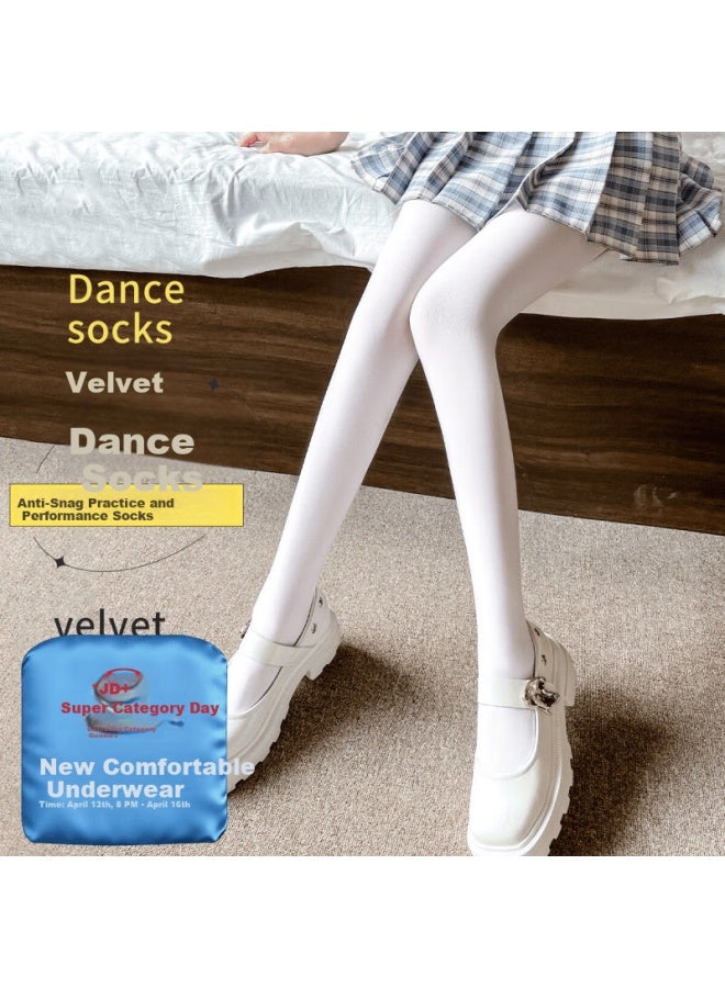 Langsha Dance Socks White Stockings White Pantyhose Student Base Socks Women White 2 Pairs One Size