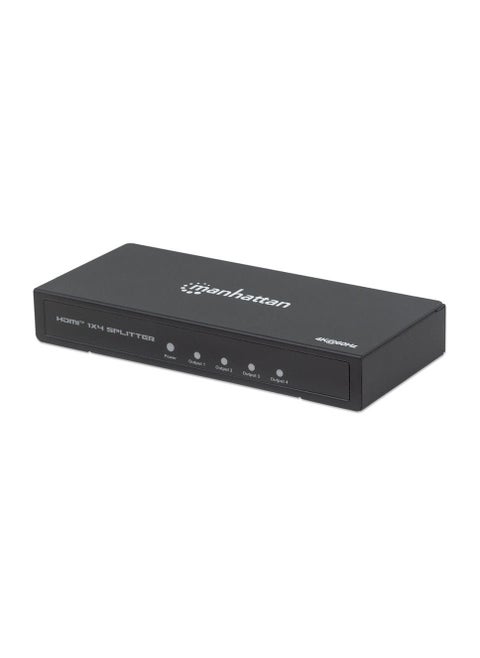 موزع HDMI مانهاتن بأربعة منافذ 4K@60Hz يعمل بالتيار المتردد، فيديو ثلاثي الأبعاد كامل، ألوان عميقة ونطاق ديناميكي عالي HDR - أسود