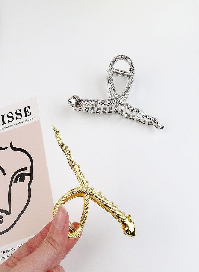 SIMAR ART 2 pcs Silver and gold Snake Hair Claw Clip for Women & Girls | Unique Serpent Design Metal Bun Holder - Gothic Punk Hair Accessory for Party, Cosplay - Image 3