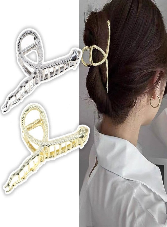 SIMAR ART 2 pcs Silver and gold Snake Hair Claw Clip for Women & Girls | Unique Serpent Design Metal Bun Holder - Gothic Punk Hair Accessory for Party, Cosplay - Image 1