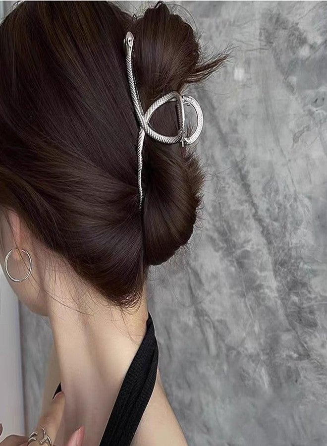 SIMAR ART 2 pcs Silver and gold Snake Hair Claw Clip for Women & Girls | Unique Serpent Design Metal Bun Holder - Gothic Punk Hair Accessory for Party, Cosplay - Image 2
