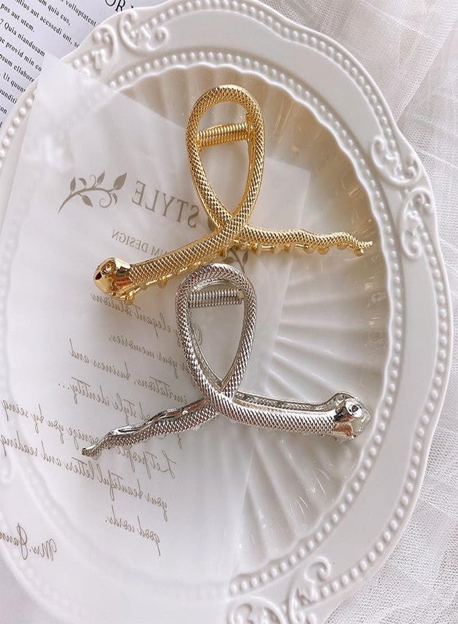 SIMAR ART 2 pcs Silver and gold Snake Hair Claw Clip for Women & Girls | Unique Serpent Design Metal Bun Holder - Gothic Punk Hair Accessory for Party, Cosplay - Image 4