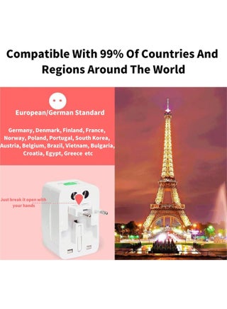 Universal Travel Adapter, International Adapter, Global All-in-One Universal Plug Adapter, Adapter Plug for Australia,European UK US AU Ireland AU - view 3
