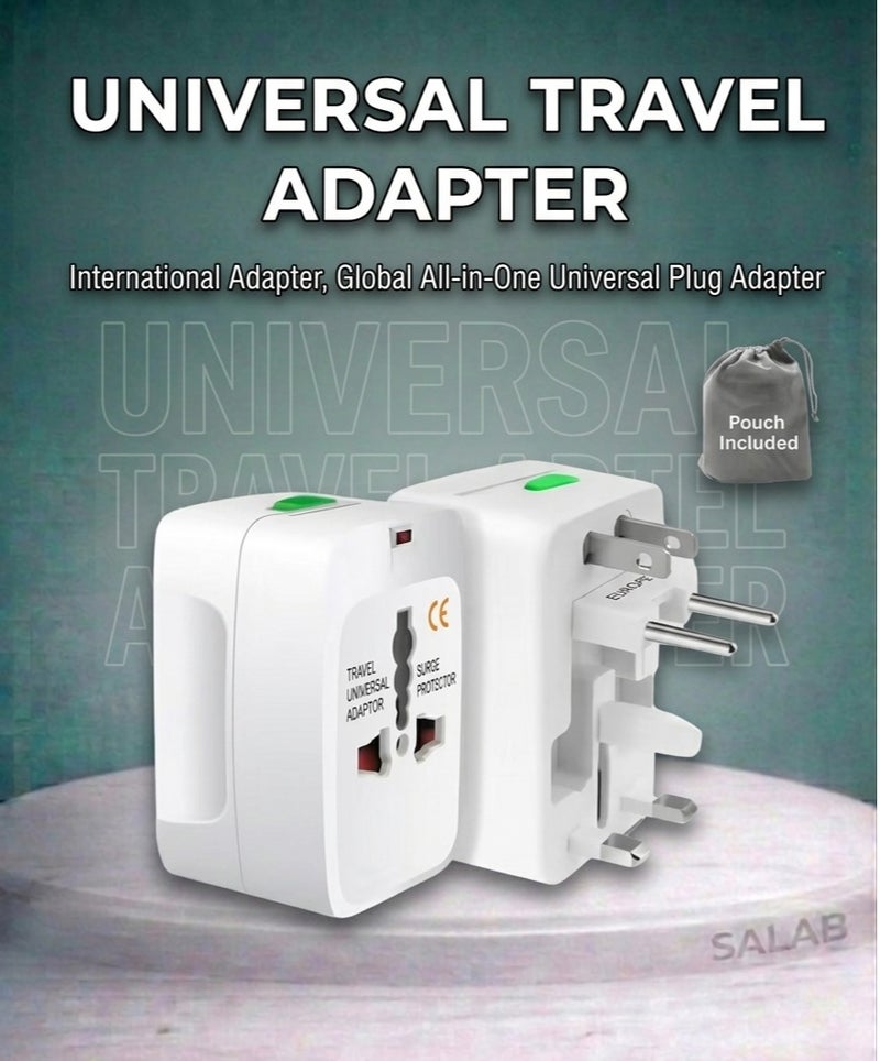 Salab Universal Travel Adapter, International Adapter, Global All-in-One Universal Plug Adapter, Adapter Plug for Australia,European UK US AU Ireland AU - Image 1