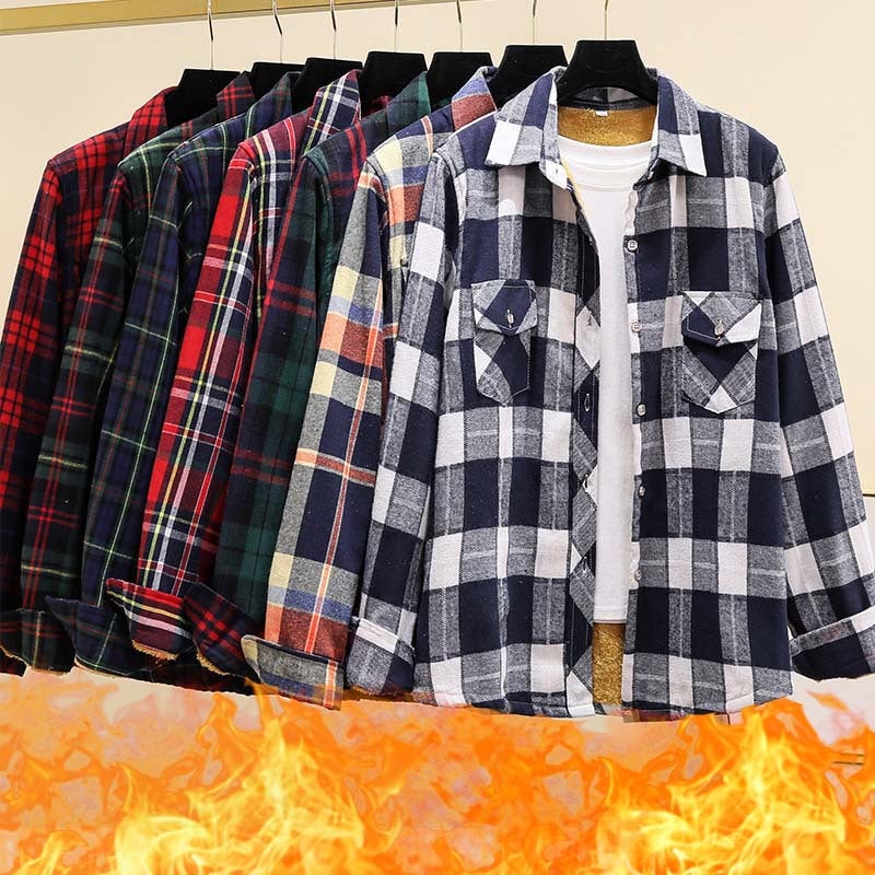 Fleece-Lined Thickened Winter New Plaid Shirt, Warm, Slim-Fit, Stylish Versatile Long-Sleeve Shirt Jacket - Image 4