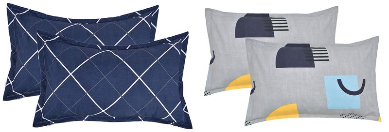 RRC Super Soft Brushed Microfiber Cotton Pillow Covers - Set of 4, 17X27 Inches (43X68 CM), Printed With Flange on Edges - Image 1