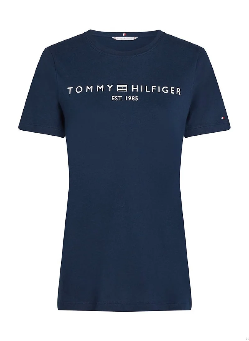 TOMMY HILFIGER Women's Logo Crewneck T-shirt - Cotton, Blue