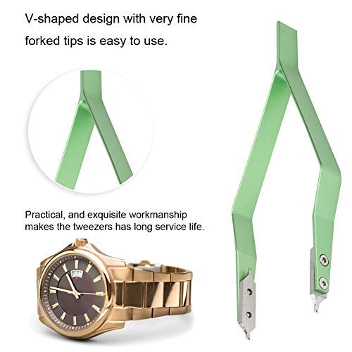 Zunate V Shaped Watch Spring Tweezers, Metal Watch Repairing Tool, Remover Repair Accessory Tool Kit for Watchmaker and Repairer - Image 4