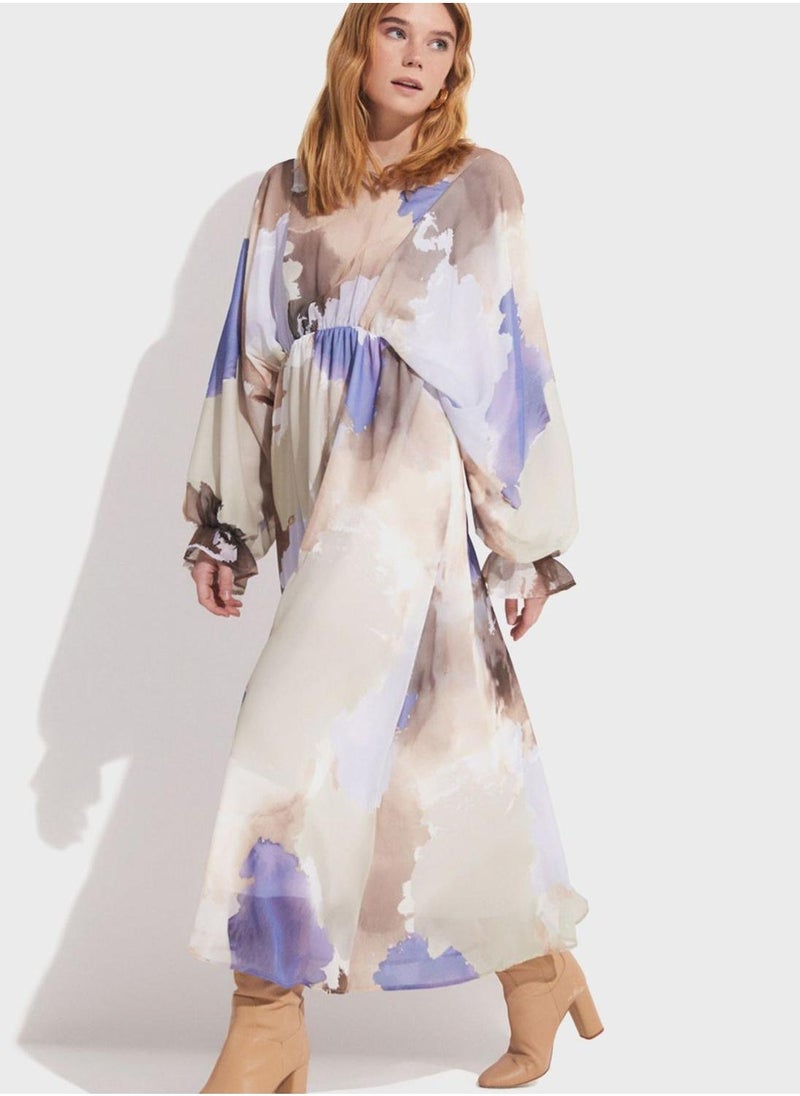 JUNE Watercolor Chiffon Dress - Image 5