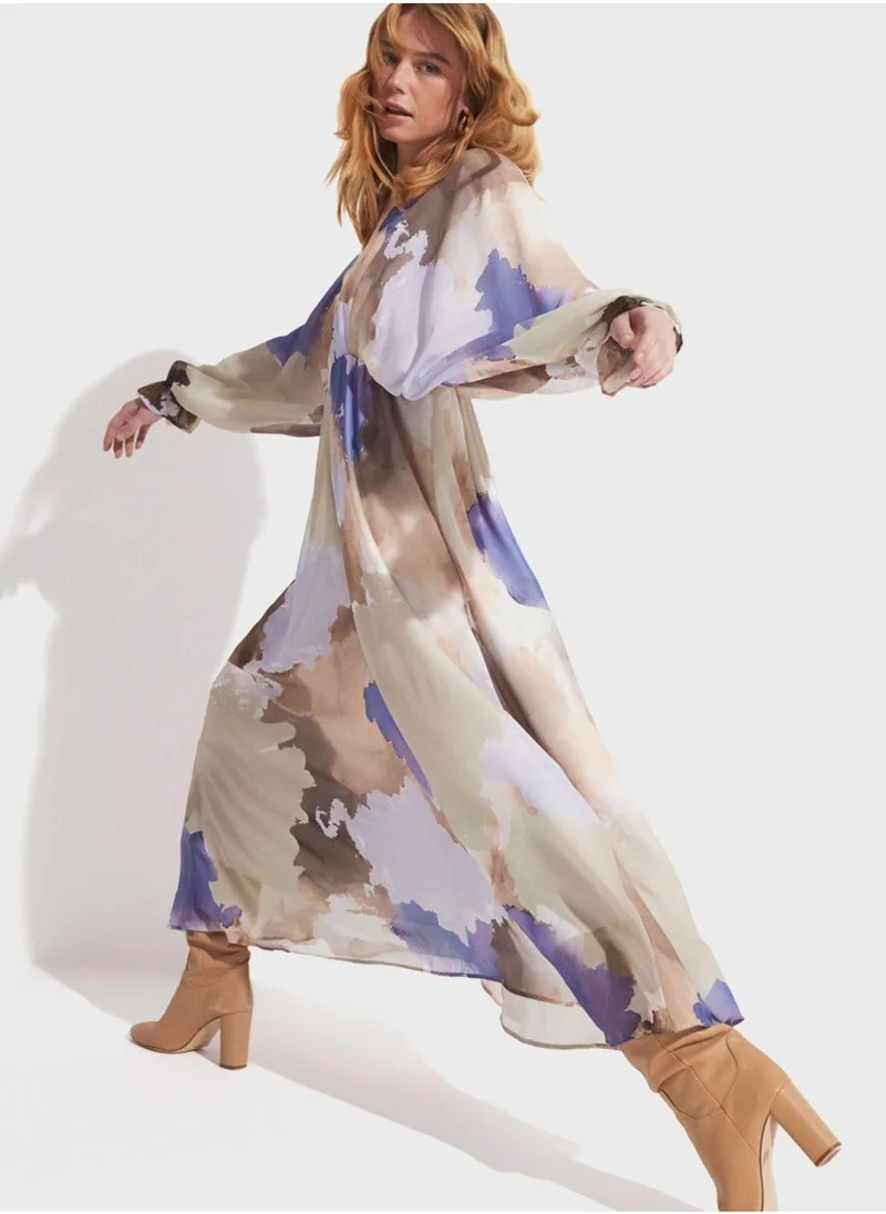 JUNE Watercolor Chiffon Dress