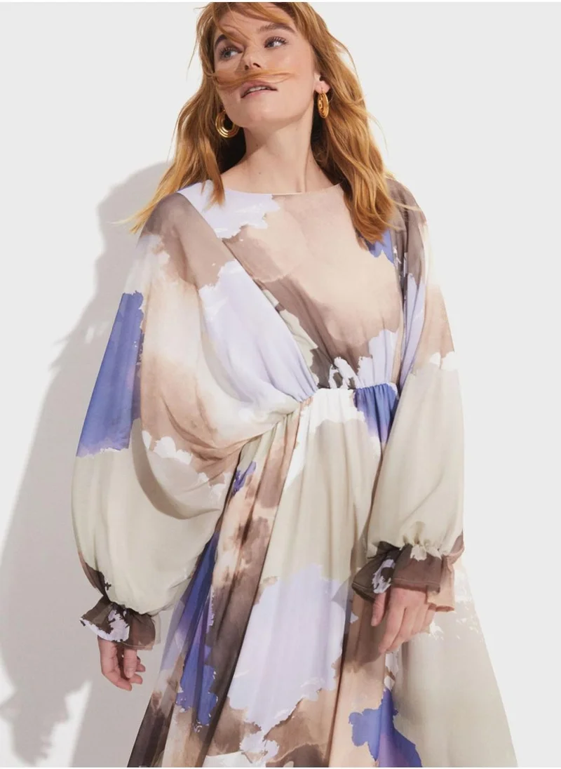 JUNE Watercolor Chiffon Dress