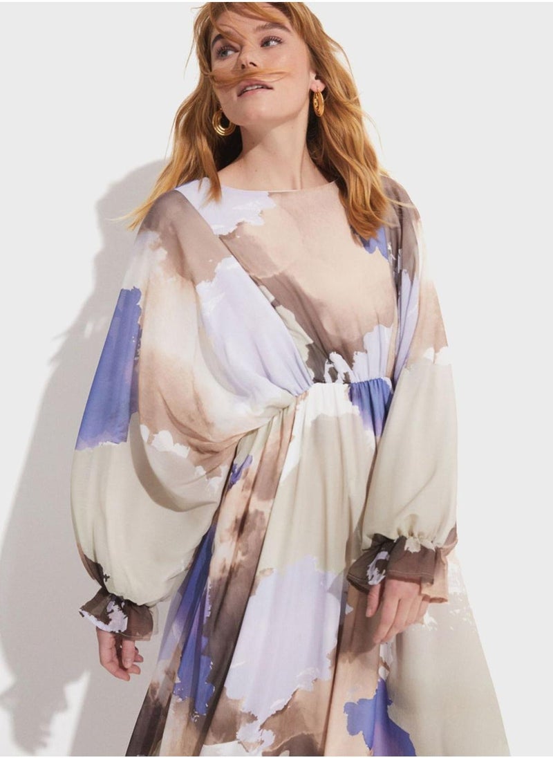 JUNE Watercolor Chiffon Dress - Image 3