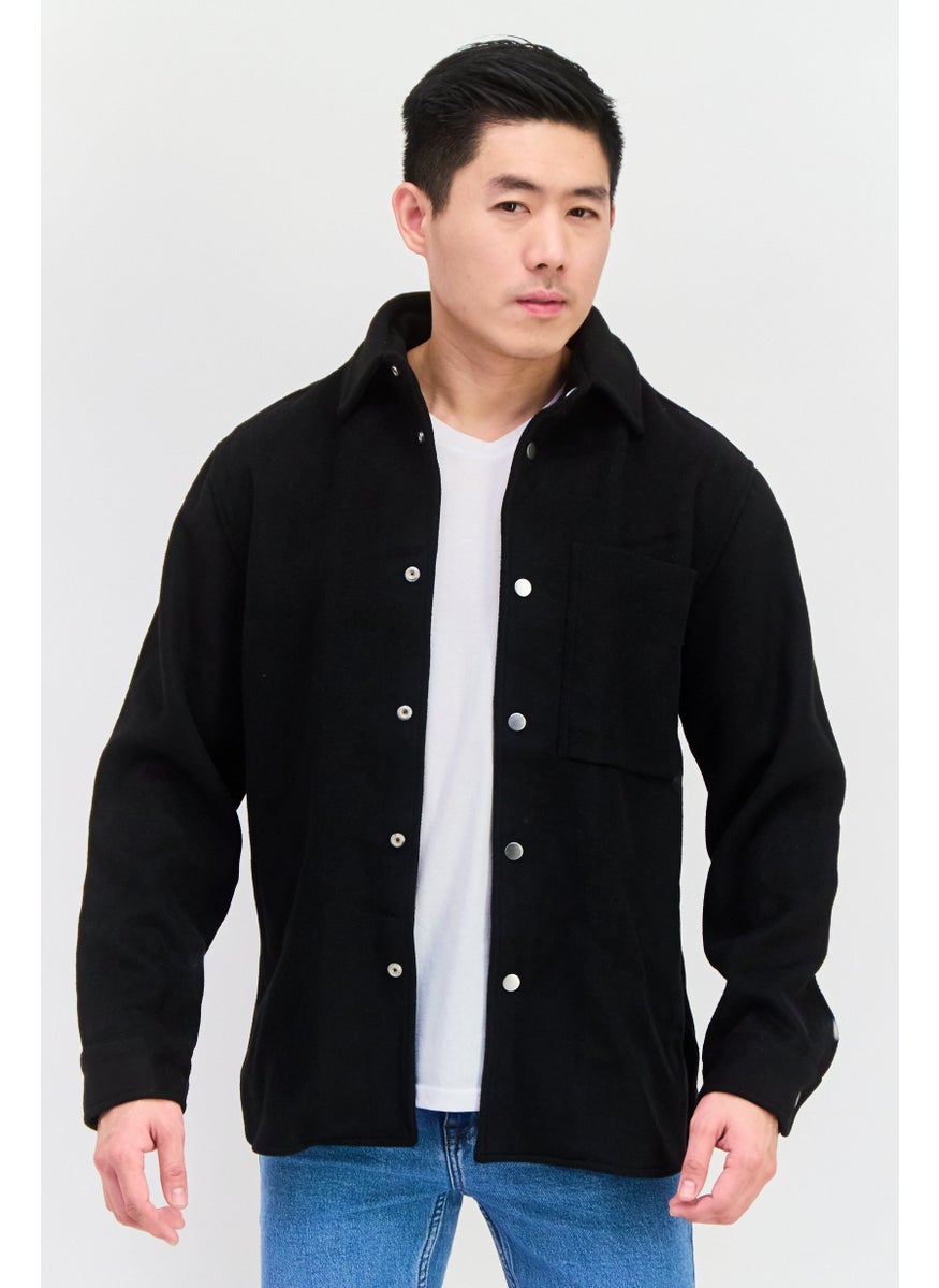 RIVER ISLAND Men Regular Fit Plain Long Sleeves Casual Shirt, Black  - Image 1