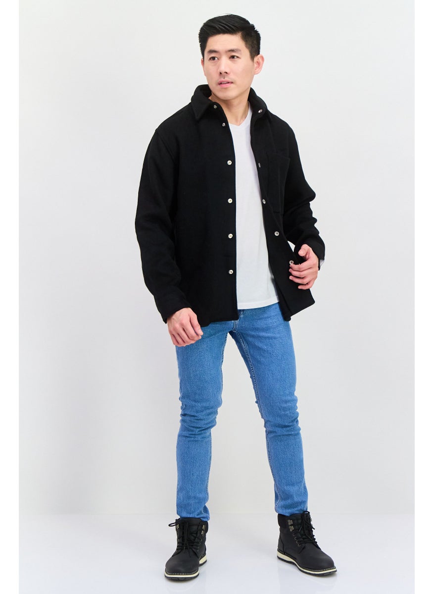 RIVER ISLAND Men Regular Fit Plain Long Sleeves Casual Shirt, Black  - Image 2
