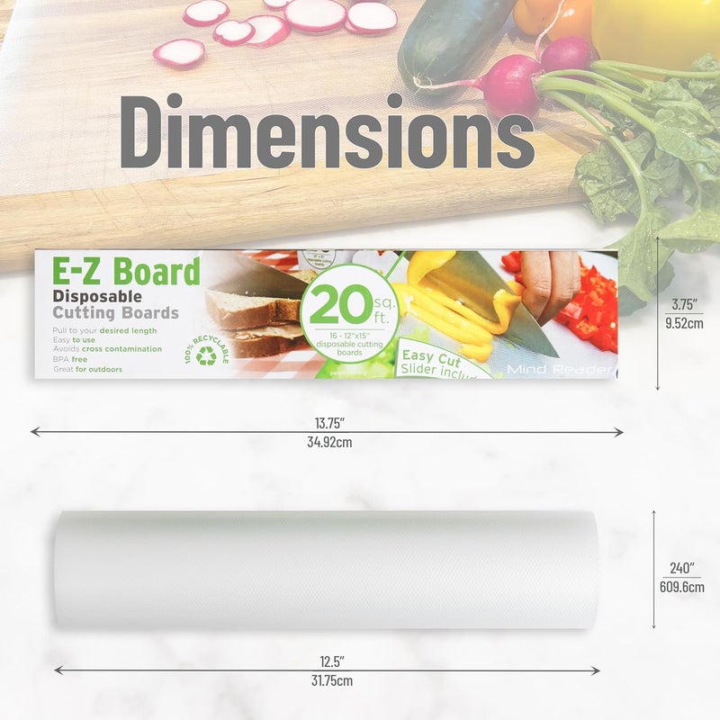 Mind Reader E-Z Board Disposable Plastic Cutting Board, 20 Square Feet, Easy Clean-Up and Convenient Use, Ideal for Camping, Hunting, Boating, and For People With Food Allergies, Clear - Image 2
