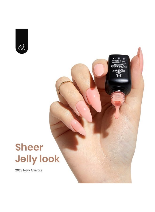 beetles Gel Polish - Beetles Jelly Gel Nail Polish Set, 6 Colors Ballet Dress Milky White Sheer Pink Nude Transparent Soak Off Uv Diy Manicure Kit Gel Nail Polish Valentine's Day Gifts for Women - Image 1