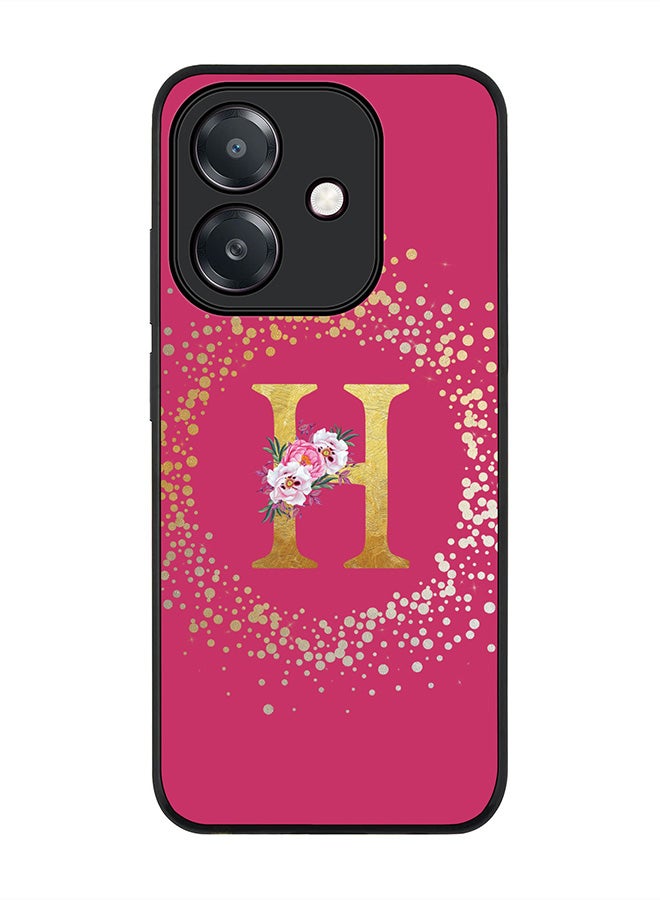 Stylizedd For Oppo A5i Case,Slim fit Camera Protection, Shockproof Thin Phone cover  - Custom Monogram Floral - H ( Deep Pink )