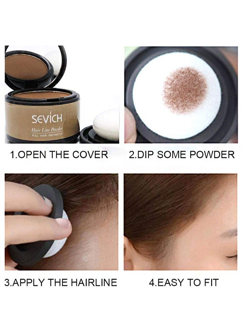 Sevich - Hair Shadow Powder，Quick Cover Grey Hair Root Concealer，Eyebrows，Beard Line for Thinning Grey Hairline，Windproof，Sweatproof，Easy to use with mirror（Dark Brown 4g） - Image 1