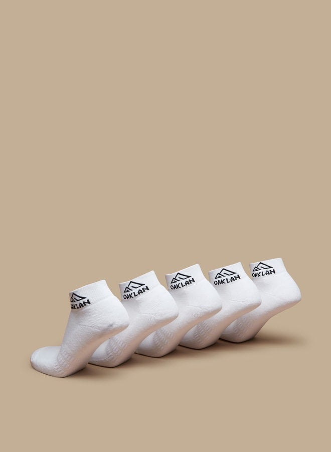 OAKLAN Men's Logo Print Ankle Length Sports Socks - Set of 5 - Image 3