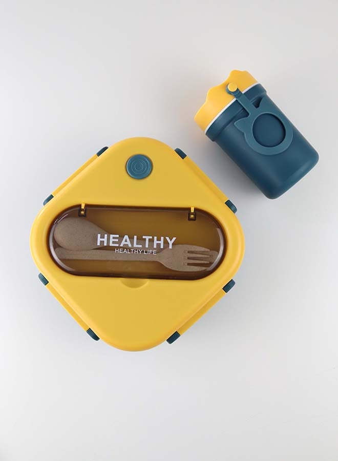 توشيونيكس مجموعة صندوق غداء بينتو بلاستيكي محمول بسعة 1300 لتر مع كوب حساء سعة 330 مل وشوكة وفتحة أدوات مائدة مدمجة على الغطاء، حاوية طعام بثلاثة أقسام - آمنة للاستخدام في الفريزر وغسالة الأطباق والميكروويف، صندوق طعام مانع للتسرب ومحكم الإغلاق مع ثلاثة أقسام، خالٍ من مادة BPA، خفيف الوزن، متين وقابل لإعادة التدوير للبالغين والأطفال - مثالي للاستخدام في المنزل والمكتب والسفر ومراكز الرعاية النهارية ومرحلة ما قبل المدرسة وصندوق غداء العودة إلى المدرسة - 17 × 17 × 6 سم - Image 1