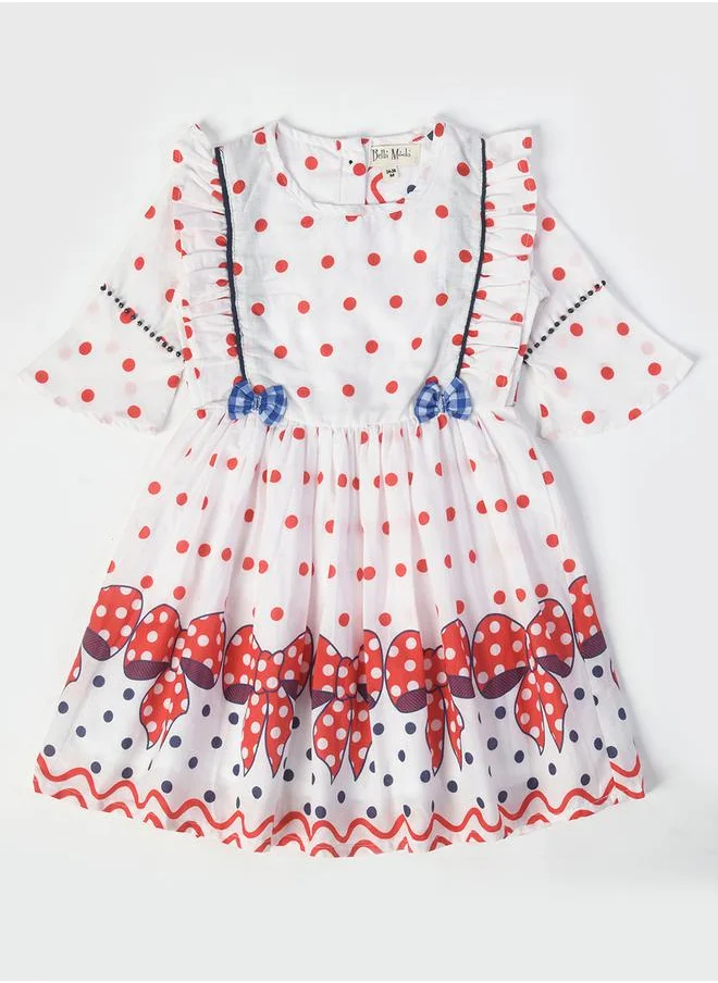 بيلا مودا Casual Polka Cotton Dress with Bow Detail by Styli