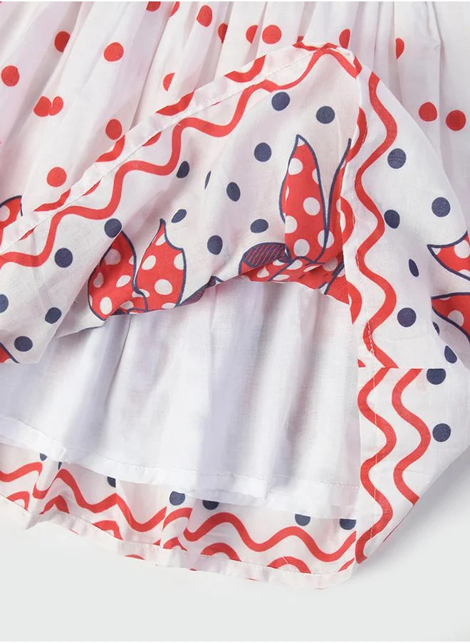 بيلا مودا Casual Polka Cotton Dress with Bow Detail by Styli