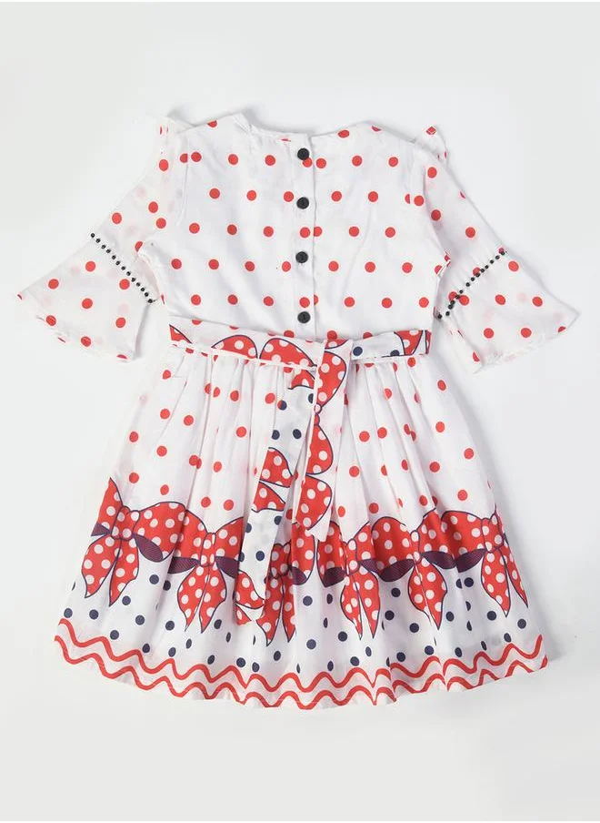 بيلا مودا Casual Polka Cotton Dress with Bow Detail by Styli