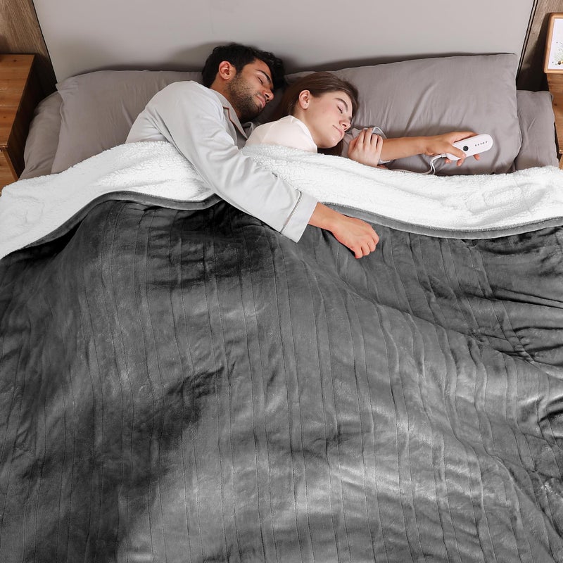 ESTINGO Electric Blanket King with Dual Control, King Heated Blanket with 5 Heating Levels & 10 Hours Auto Off, Heating Blanket with Timer 100" x 90", Cool Gray - Image 1
