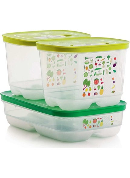 Tupperware Greenhouse Refrigerator Storage Container Set of 3 (2 x 1.8 Lt Vertical / 1.8 Lt Horizontal) 