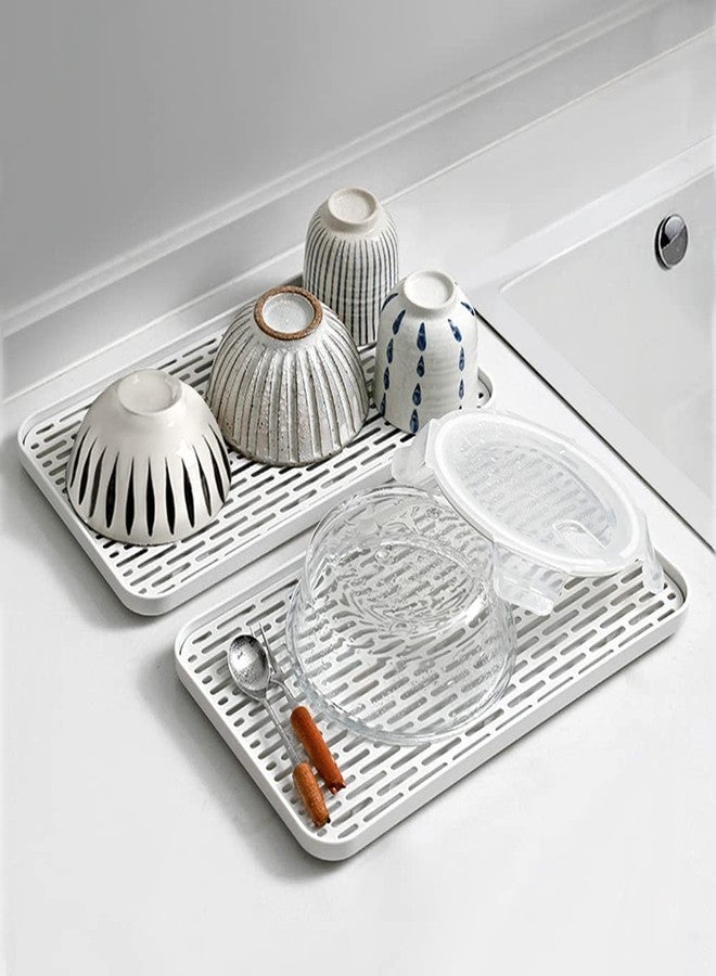 Bonilve Cup Drying Rack & Dish Drying Tray, Drain Board for Small Kitchen Sink, Dish Drain Tray Large Enough for Counter or Coffee Table, Big White Dish Drying Mat - Image 4