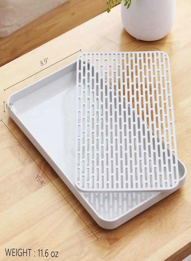 Bonilve Cup Drying Rack & Dish Drying Tray, Drain Board for Small Kitchen Sink, Dish Drain Tray Large Enough for Counter or Coffee Table, Big White Dish Drying Mat - Image 2